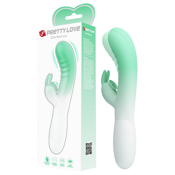 Pretty Love Cerberus 30 Function Vibrating Rabbit Massager Seafoam / White - Rabbit Vibrators