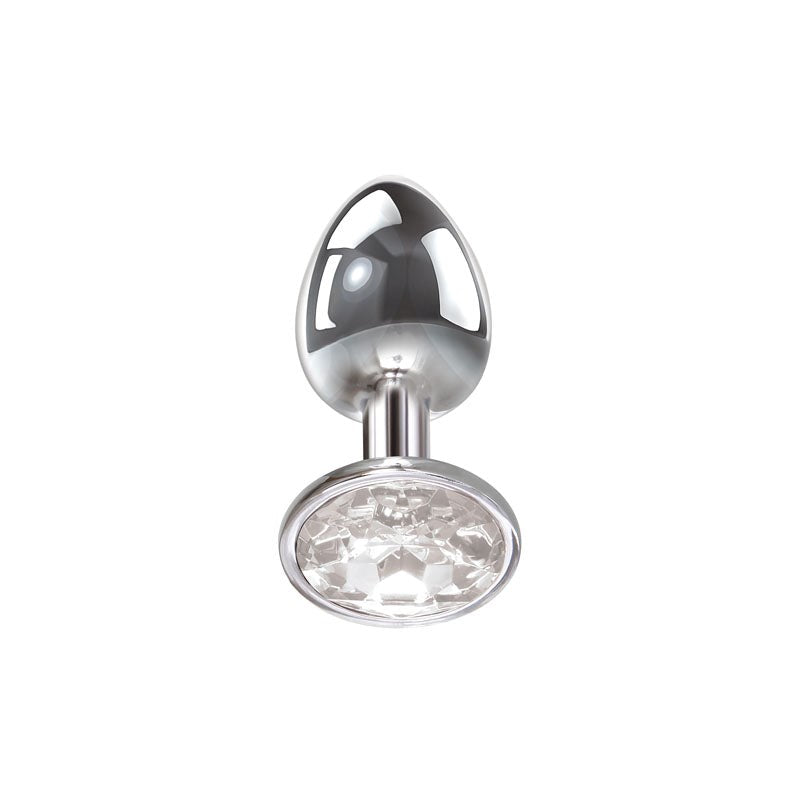 Adam and Eve Metallic Butt Plug with Clear Gem Base - Butt Plugs