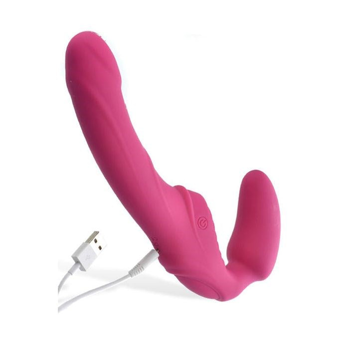 Adam and Eve USB Rechargeable Vibrating Strapless Strap-On Pink - Strap On Sextoys