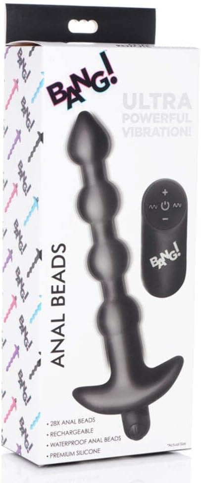 XR Brands Bang Remote Control Vibrating Anal Beads Black - Anal Beads and Balls