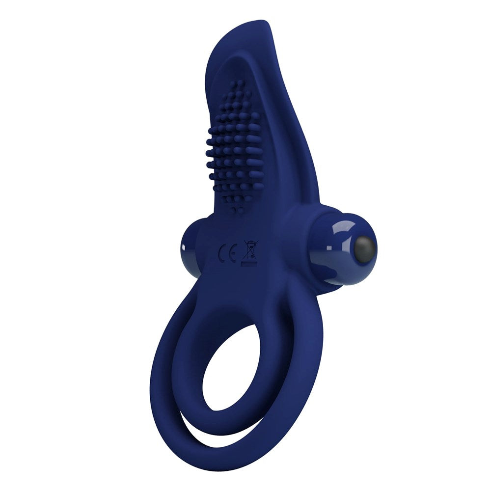Pretty Love Bronson Silicone Vibrating Cock Ring Navy Blue - Vibrating Cock Rings