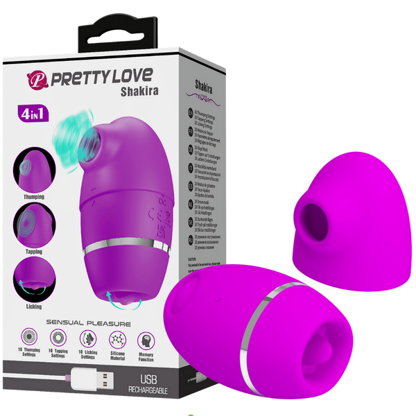 Pretty Love 4 in1 Thumping Shakira Clitoral Vibrator Purple - Clit Ticklers and Pulsators