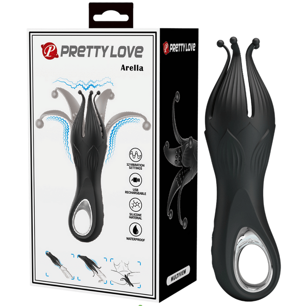 Pretty Love Arella Rechargeable Clitoral Massager Black - Clit Ticklers and Pulsators