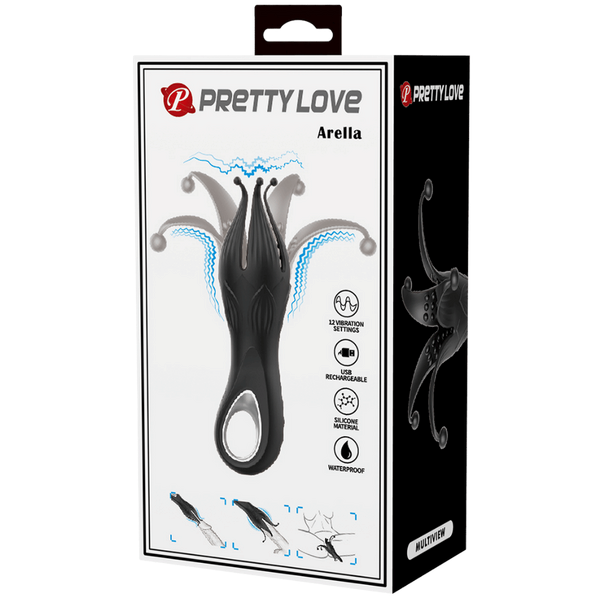 Pretty Love Arella Rechargeable Clitoral Massager Black - Clit Ticklers and Pulsators