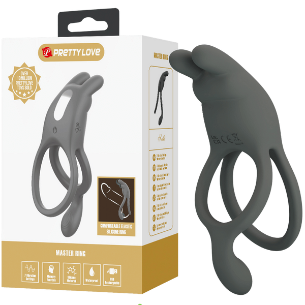 Pretty Love Seth Master Vibrating Cock Ring Grey - Vibrating Cock Rings