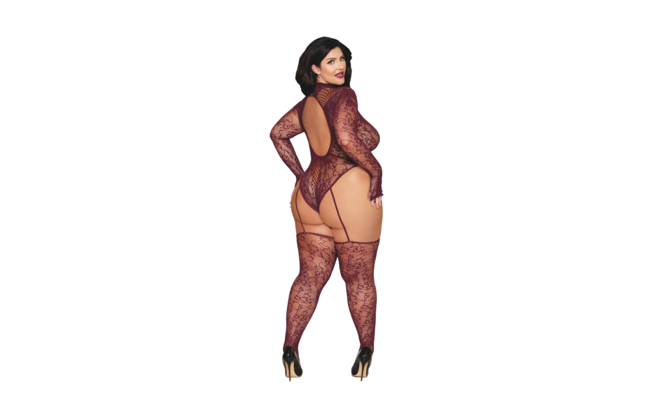 Dreamgirl Womens Teddy Body Stocking Burgundy OS - Body Stockings