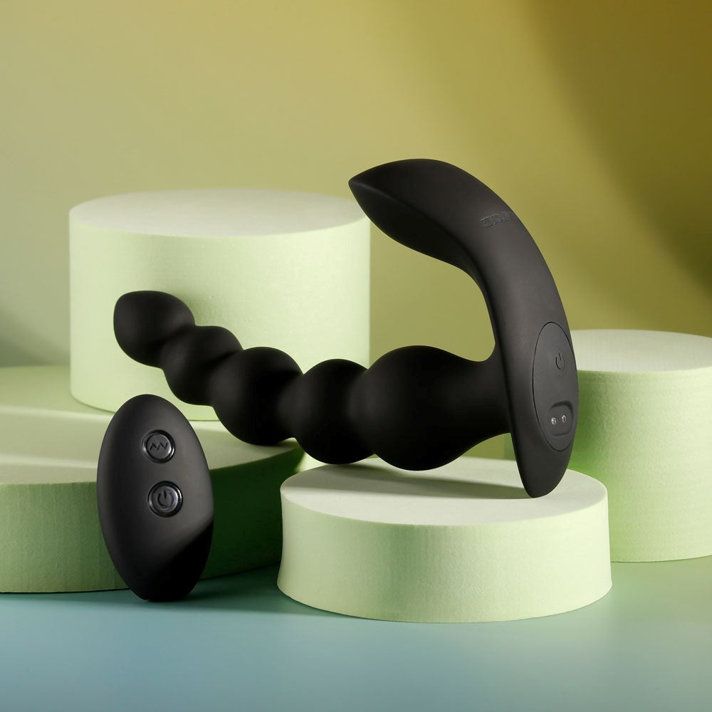 Evolved BEAD ME UP Remote Control Vibrating Anal Beads Black - Anal Beads and Balls