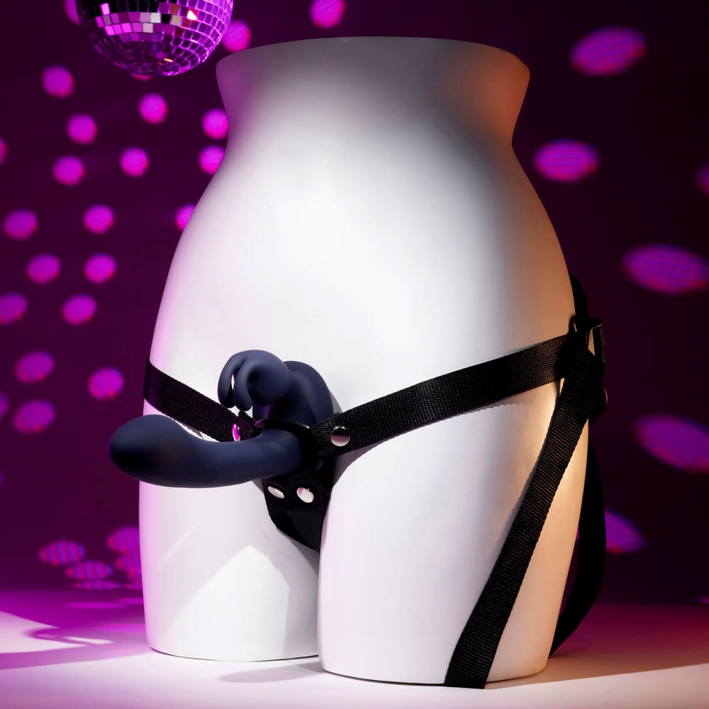 Evolved GIVING VIBES Rechargeable Vibrating Strap-On Black - Strap On Sextoys