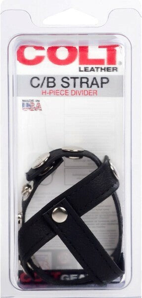 Colt Leather Cock and Ball Strap H-Piece Divider - Stretchy Cock Rings
