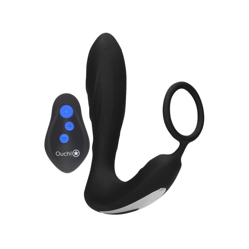 OUCH! E-stim & Vibrating Butt Plug With Cock Ring - Butt Plugs