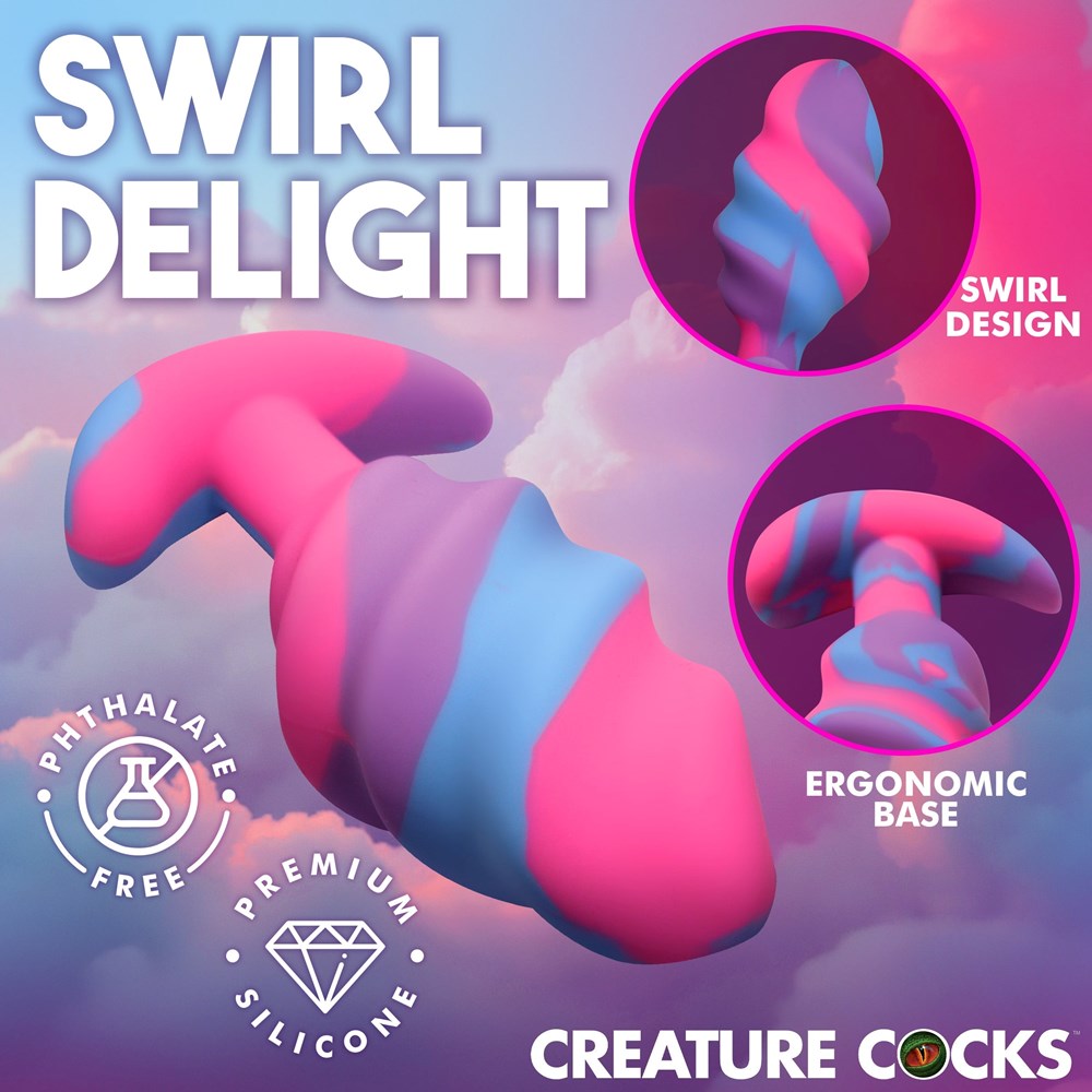 Creature Cocks Unicorn Swirl Silicone Butt Plug Large - Butt Plugs
