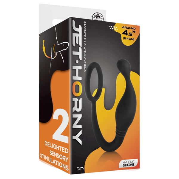 Excellent Power Prostate Plug with Love Ring Black - Prostate Toys