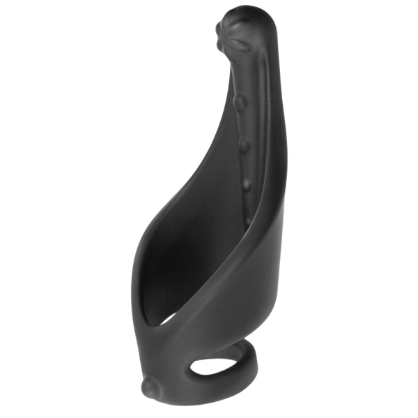 Excellent Power Cock Ring with Strap and Stimulator Black - Stretchy Cock Rings
