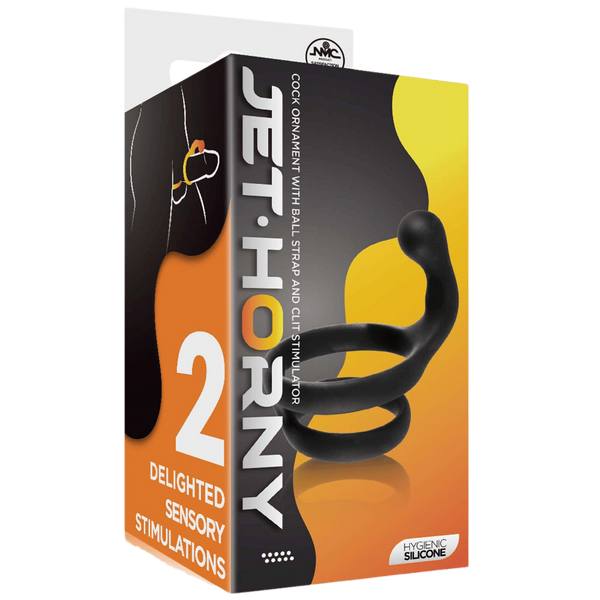 Excellent Power Cock Ring with Clitoral Stimulator Black - Stretchy Cock Rings