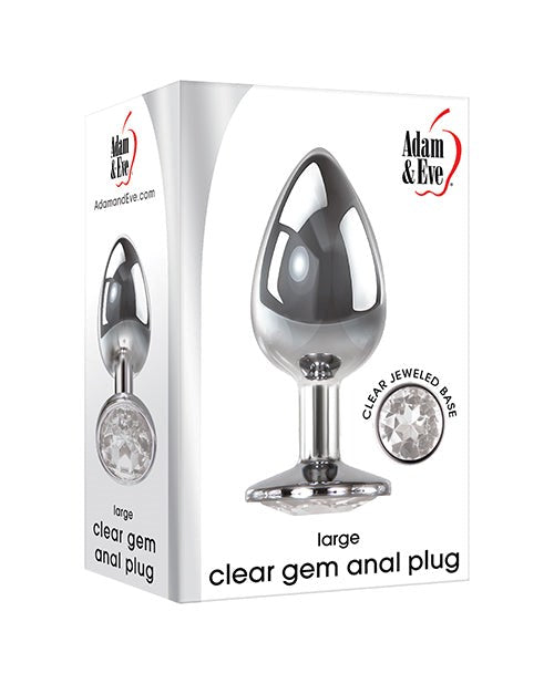 Adam & Eve Clear Gem Base Metal Anal Plug Medium - Butt Plugs