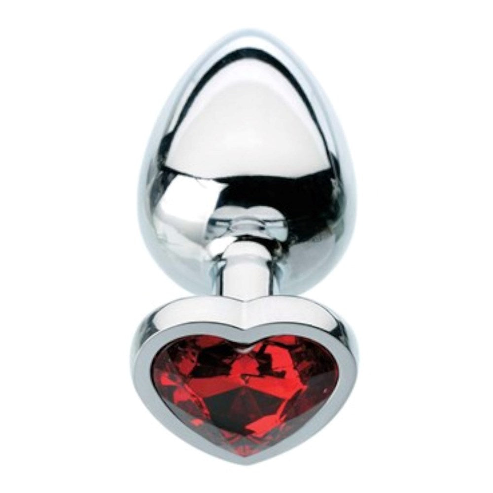 Adam & Eve Metallic Butt Plug with Red Heart Gem Base - Butt Plugs