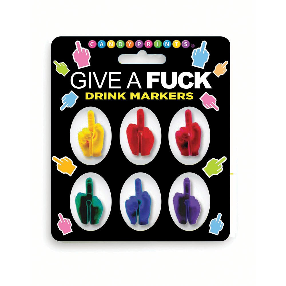 Little Genie Give A Fuck Drink Markers Set of 6 - Party Gifts and Novelties