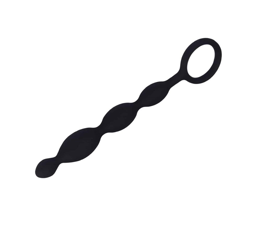 Love In Leather Silicone Anal Beads With Ring Pull - Anal Beads and Balls