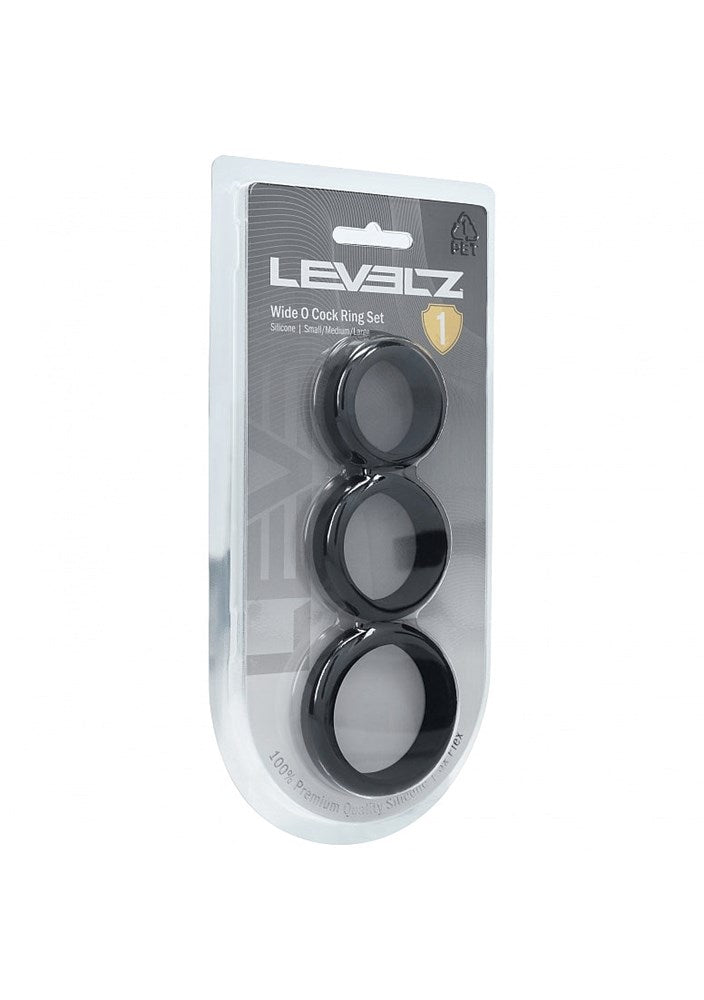 Shots LEVELZ Wide O Silicone Cock Ring Set of 3 Sizes S/M/L - Cock Ring Sets