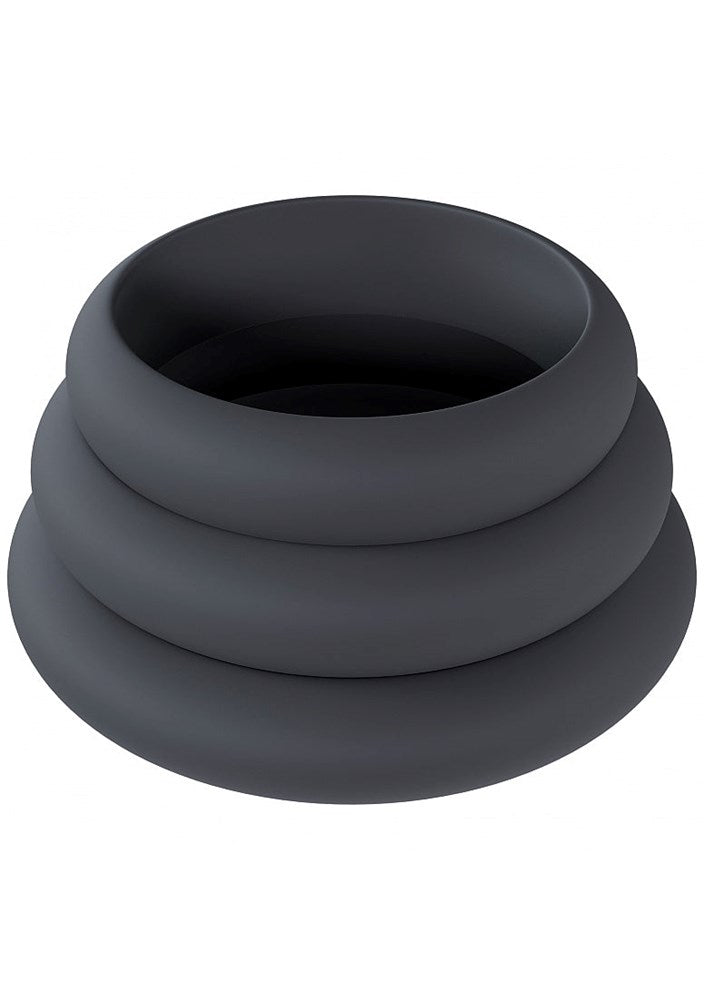 Shots LEVELZ Wide O Silicone Cock Ring Set of 3 Sizes L/XL/2X - Cock Ring Sets