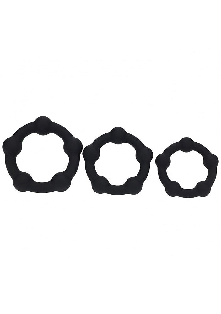 Shots LEVELZ Beaded Silicone Cock Ring Set of 3 Sizes - Cock Ring Sets