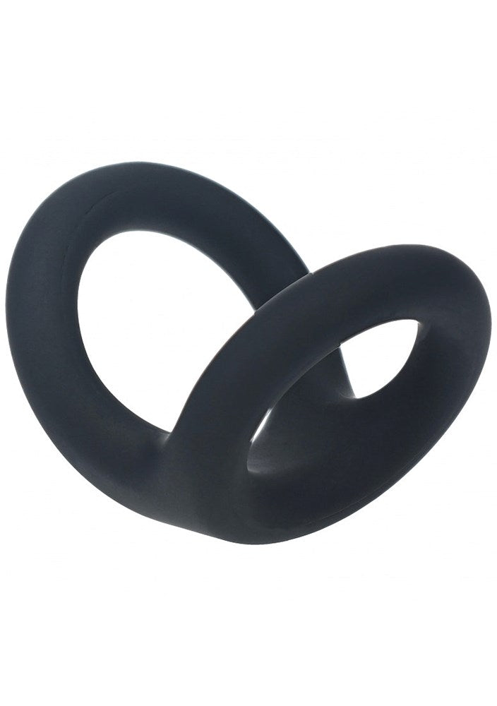 Shots LEVELZ Double O Silicone Cock and Balls Rings Black - Stretchy Cock Rings