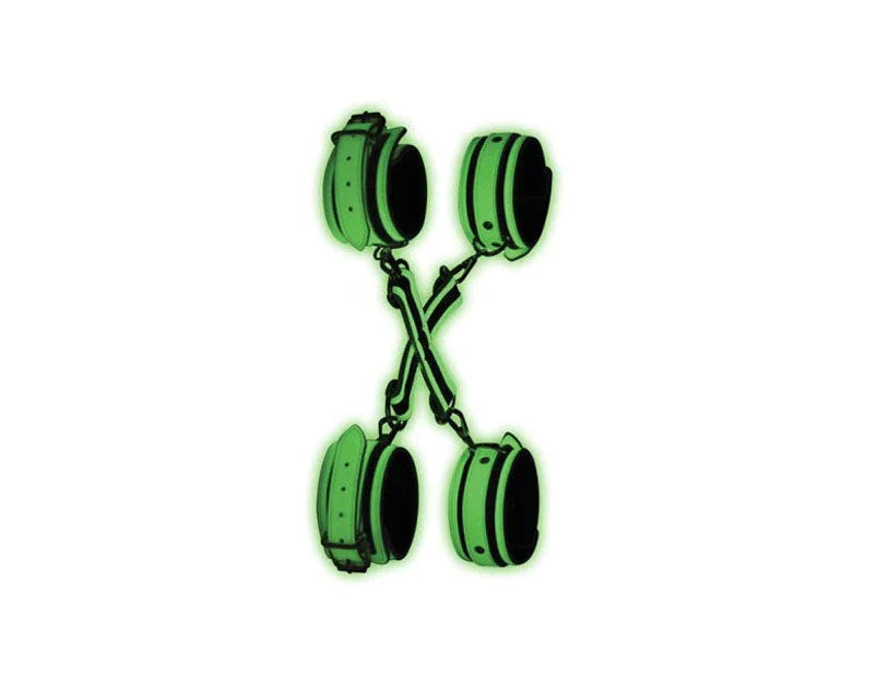 Master Series Kink In the Dark Glowing Hog Tie Set Fluro Green - Cuffs And Restraints
