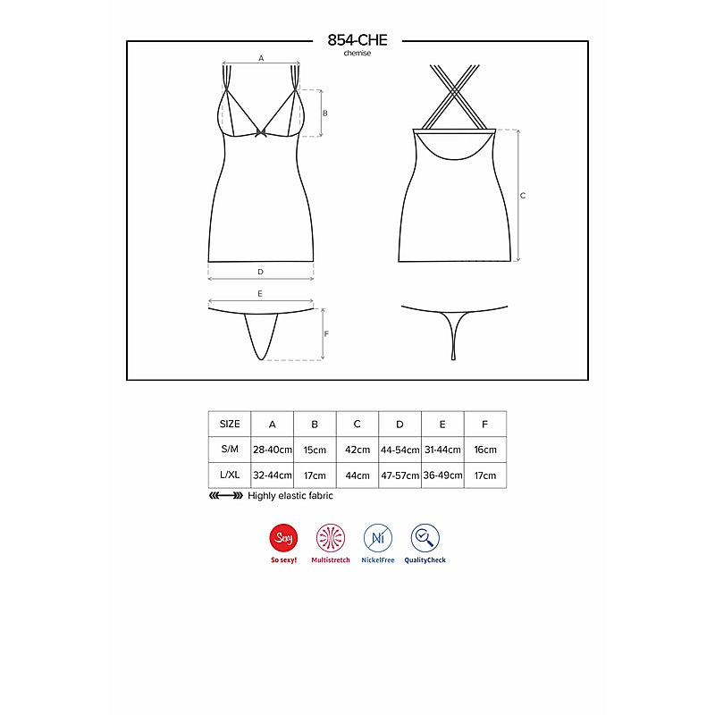 Mesh and Lace Chemise And Thong by Obsessive Lingerie - BabyDolls And Chemises