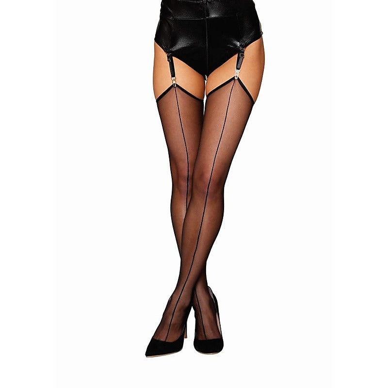 Dreamgirl Raw Edge Sheer Thigh High Stockings - Hosiery