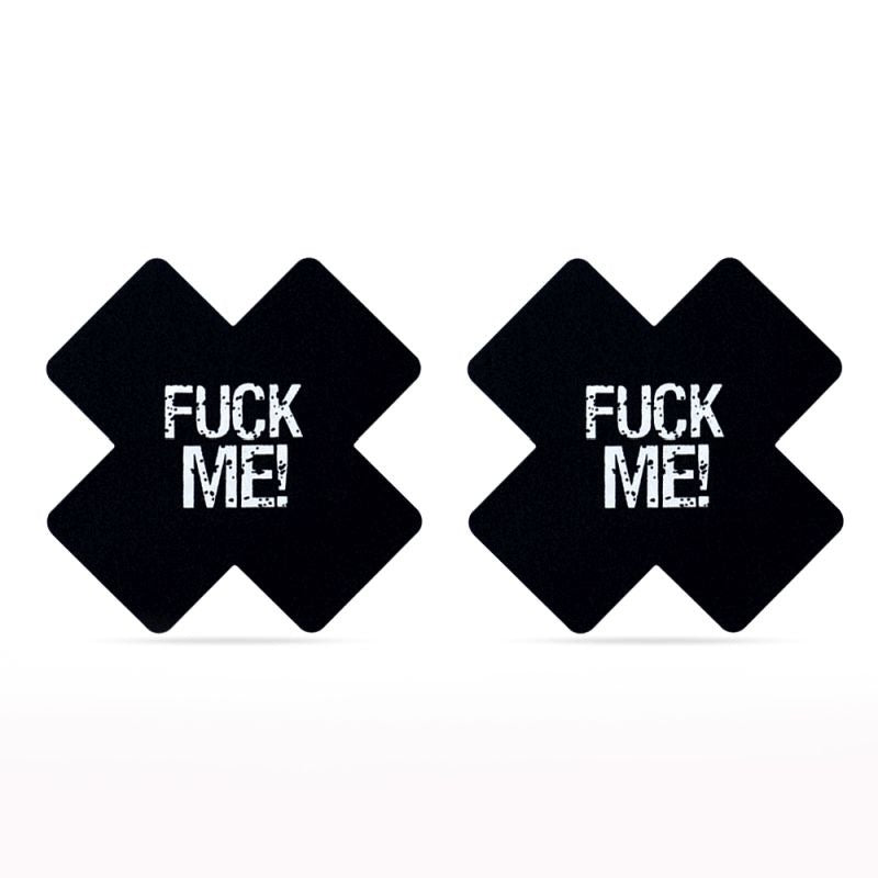 FUCK ME Cross Pattern Nipple Pasties Twin Pk by Lovetoy - Breast and Nipple Toys