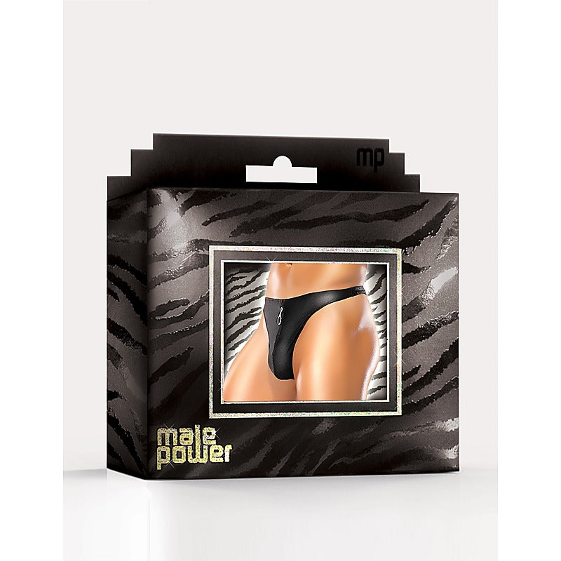 Male Power Nylon Spandex Zipper Thong Briefs by Magic Silk - Mens Briefs And Boxers