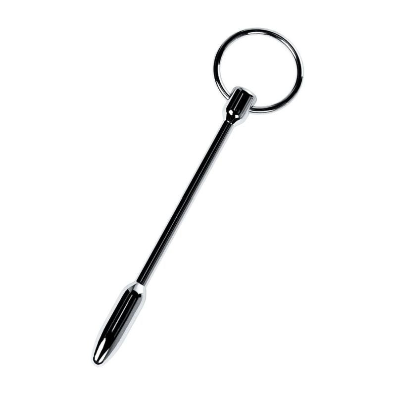 Metal Silver Male Pleasure Urethral Plug with Cock Ring - Urethral Sounds