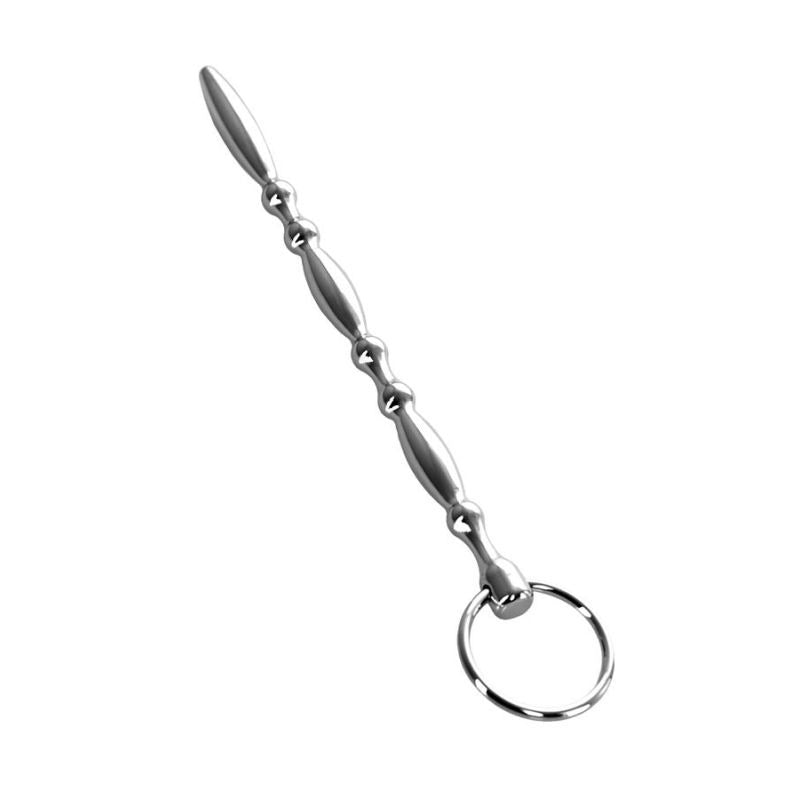 Metal Beaded Urethral Plug w/ Ring by ToyFa - Urethral Sounds