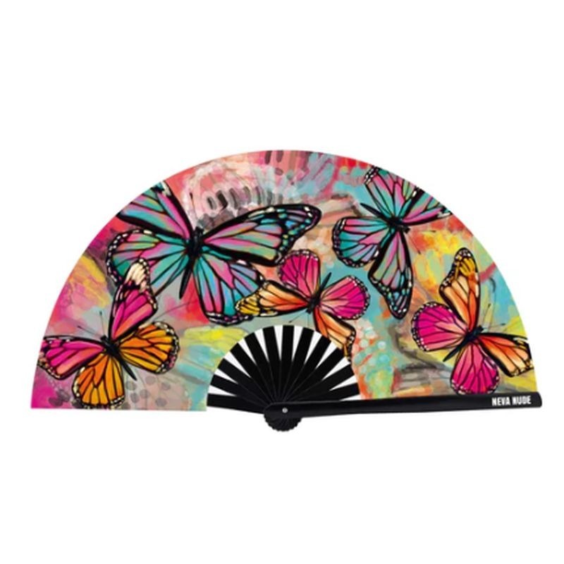 Flutter By Butterfly Blacklight Folding Fan Costume - Fancy Dress Ups