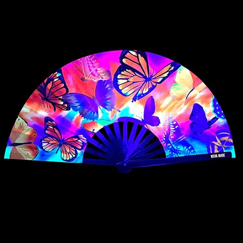 Butterfly Garden Blacklight Folding Fan Costume - Fancy Dress Ups