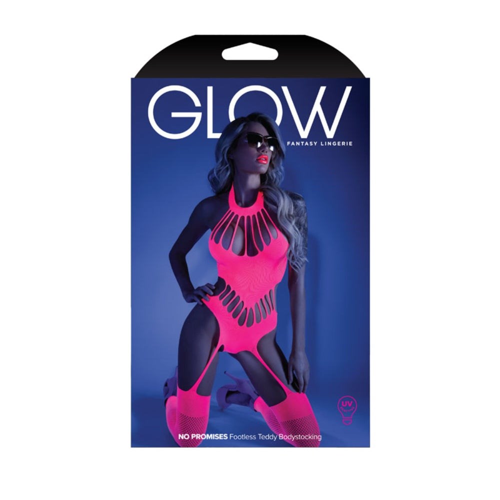 Glow's Radiant Neon Pink Fishnet Bodystocking - Body Stockings