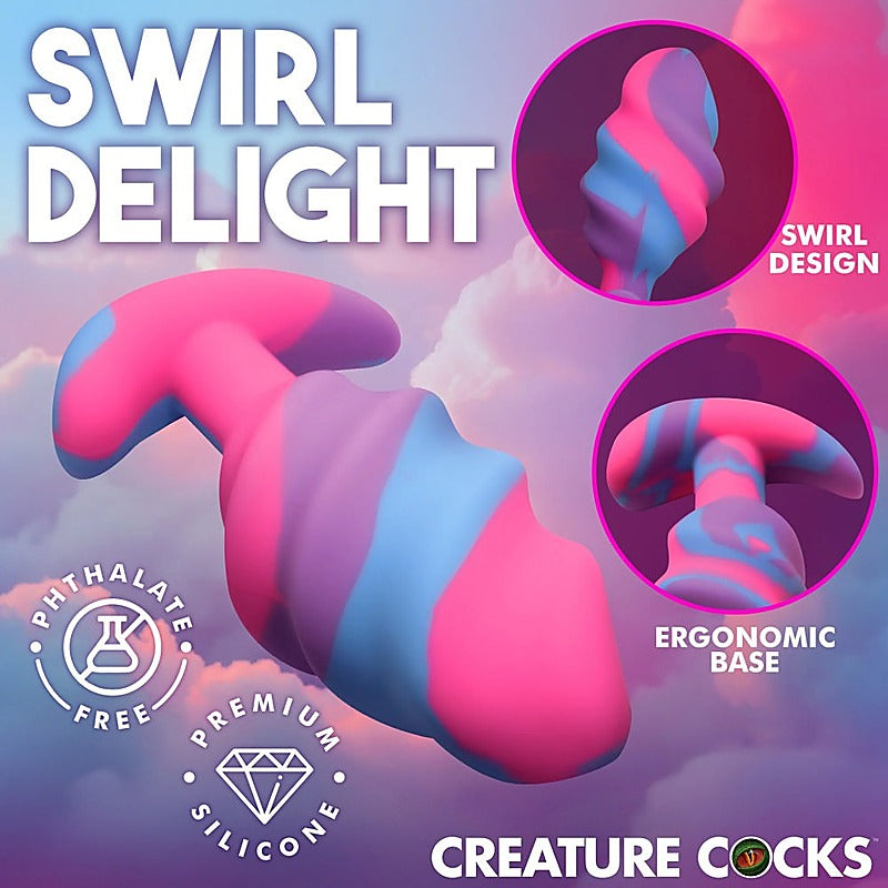 Unicorn Swirl Silicone Large Butt Plug by XR Brands - Butt Plugs