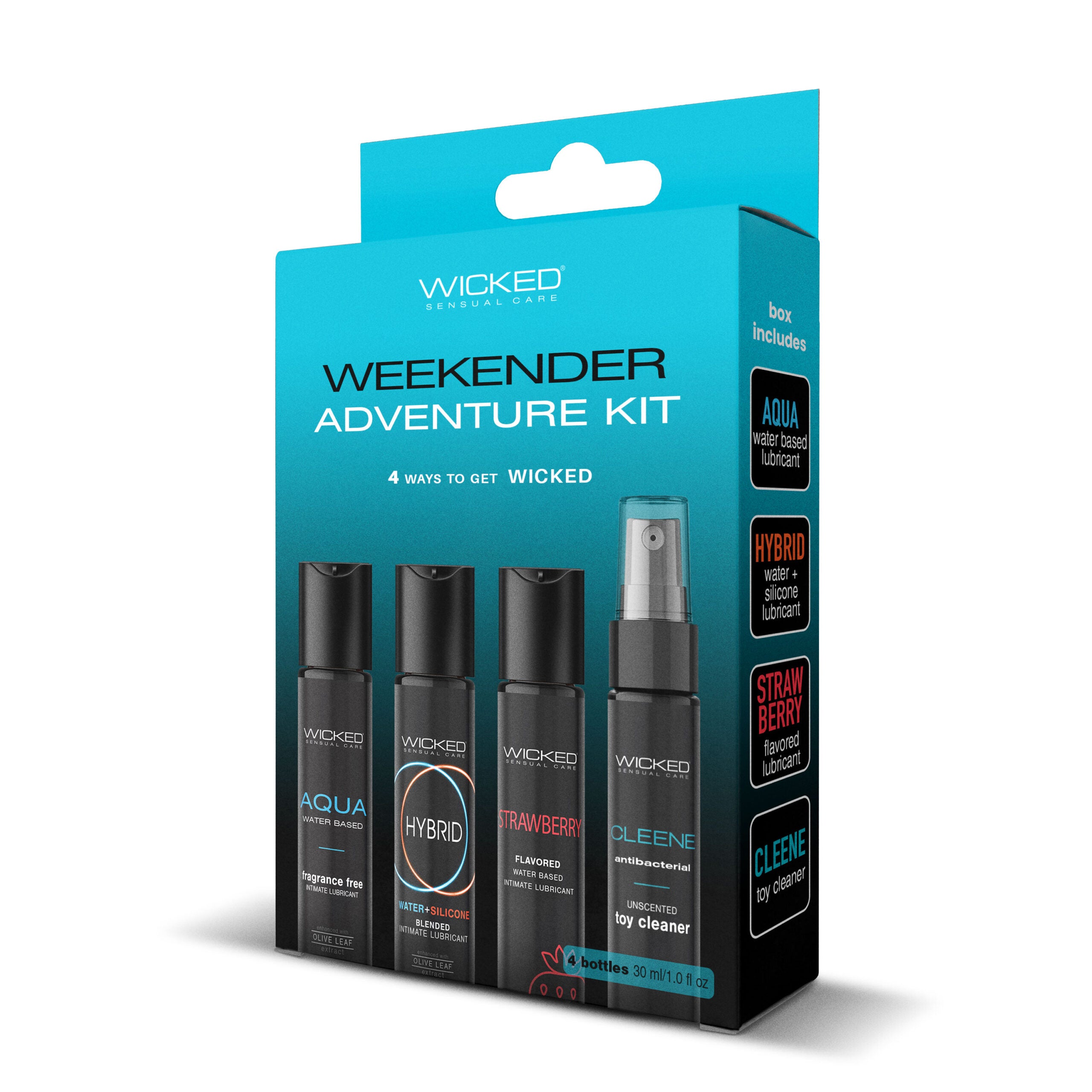 Wicked WEEKENDER ADVENTURE KIT 4 Pack Mixed Lubricants 30ml - Water Based Lubes