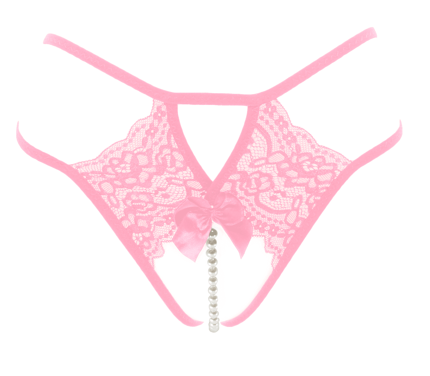 Love In Leather Crotchless Lace and Pearl Panties - G-Strings, Panties and Shorts