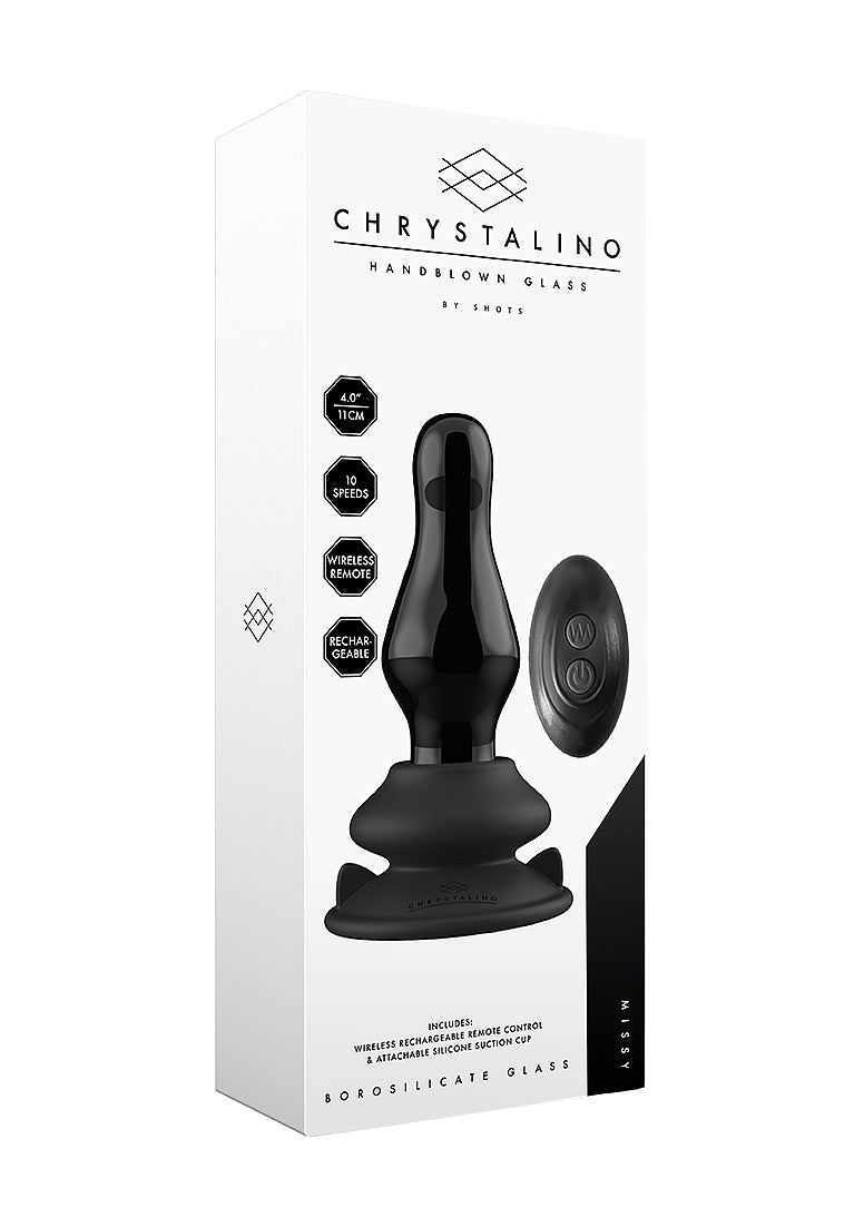 Shots Missy Glass Vibrator With Suction Cup and Remote - Glass Sex Toys