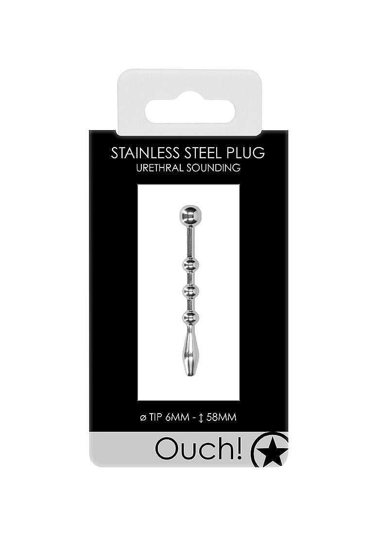 Shots Toys Urethral Sounding Metal Plug with 6 mm Tip - Urethral Sounds