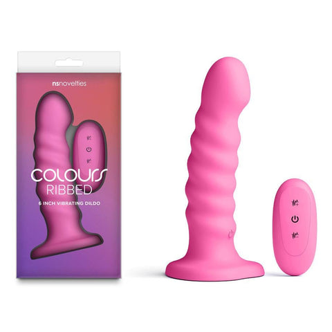 Colours Ribbed 6'' Dildo with Wireless Remote - Vibrating Dildos