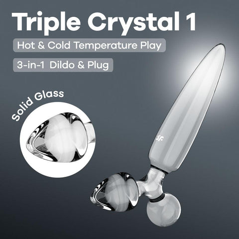 Triple Crystal 1 Glass 3-in-1 Butt Plug by Satisfyer - Butt Plugs
