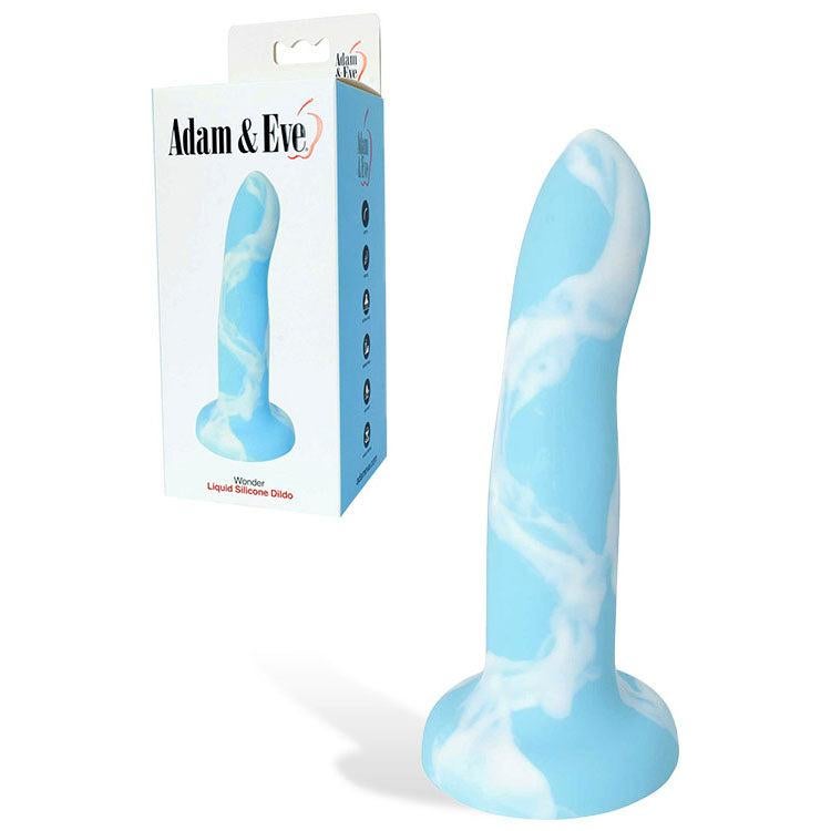 Adam & Eve WONDER Non Realistic Silidone Dildo Blue/White - Non-Realistic Dildos