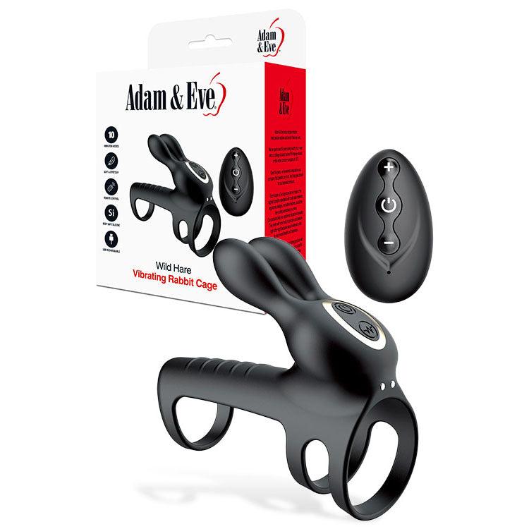 Adam & Eve WILD HARE Remote Control Vibrating Penis Cage - Male Chastity