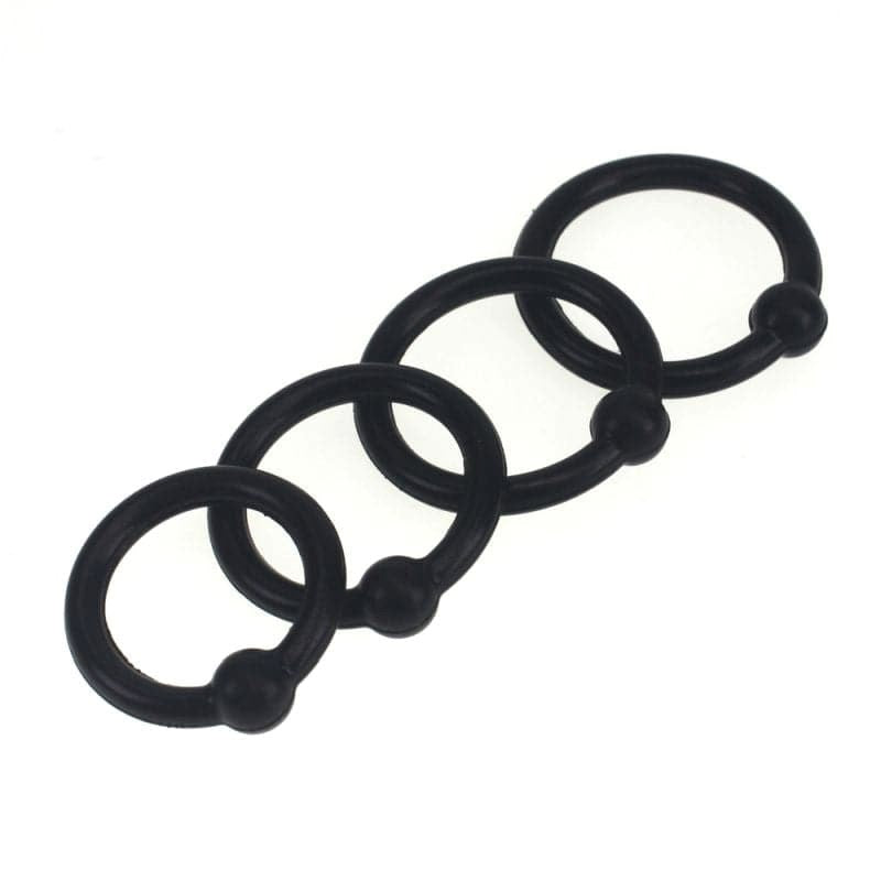 4 Piece Silicone Cock Head Ring Set - - Cock Rings