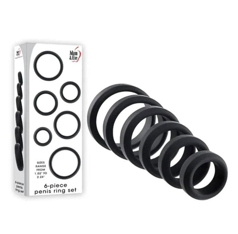 6 Piece Silicone penis Ring Set by Adam & Eve Sextoys - Ball and Cock Toys