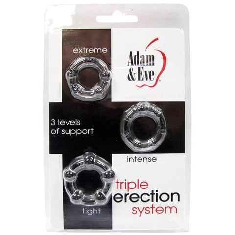 Triple Erection System Silicone by Adam and Eve - Stretchy Cock Rings