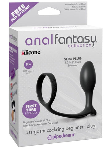 Anal Fantasy Ass Gasm Cock Ring with Beginner Anal Plug - Ball and Cock Toys