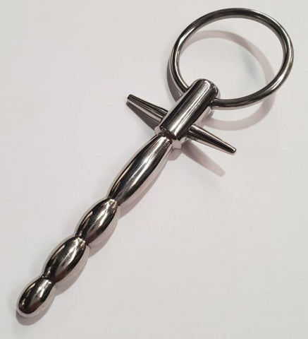 Behind Kink Waving Penis Plug With T-Bar And Ring - Penis Plugs